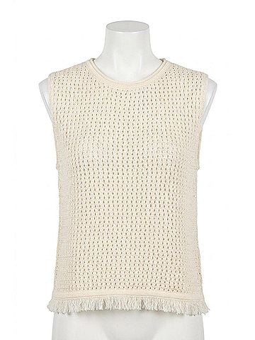 Velvet by Graham & Spencer Cova Mesh Cotton Knit Top in Milk (view 1)