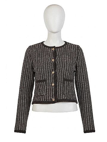 Theo Tweed Button Cardigan in Charcoal (view 1)