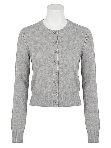 Bobi Classic Slim Cardigan in Heather Grey (view 1)