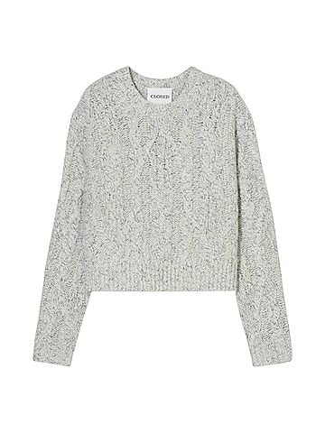 Closed Crew Neck Long Sleeve Sweater in Shetland (view 1)