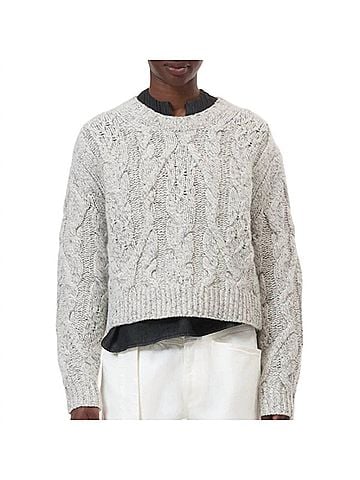 Closed Crew Neck Long Sleeve Sweater in Shetland (view 2)