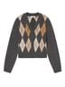 FRAME Gray The Brushed Argyle Cardigan in Grey Multi Size S - photo 1