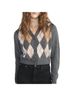 FRAME Gray The Brushed Argyle Cardigan in Grey Multi Size S - photo 2