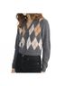 FRAME Gray The Brushed Argyle Cardigan in Grey Multi Size M - photo 3
