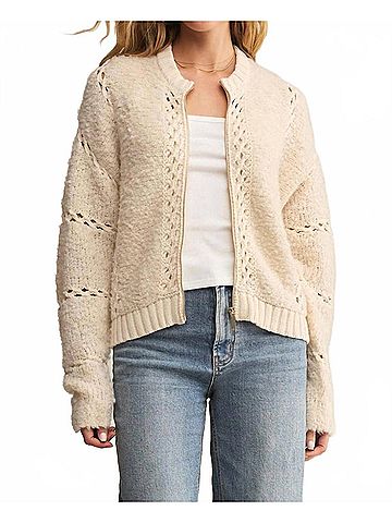 Z Supply Sundance Zip-Up Sweater Jacket in Crystal (view 2)