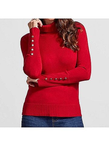 Tribal Turtle Neck Sweater in Earth Red (view 2)