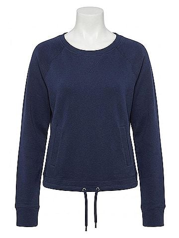 Tribal French Terry Long Sleeve Crew Sweater in Jet Blue (view 1)