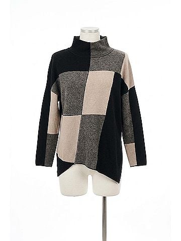 Joseph Ribkoff Color Block Jacquard Pullover in Taupe/Black (view 1)