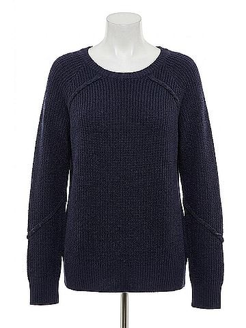 Tribal Crew Neck Sweater With Lace-Up Detail in Sapphire (view 1)