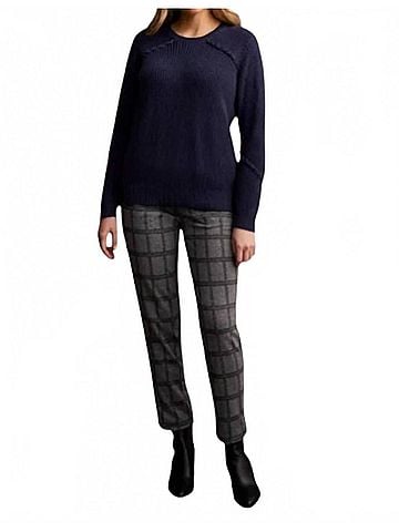 Tribal Crew Neck Sweater With Lace-Up Detail in Sapphire (view 2)