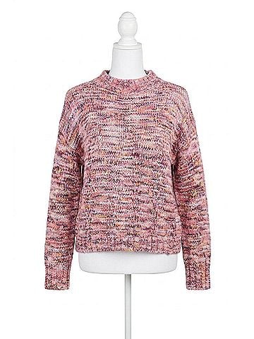 Tribal Long Sleeve Mock Neck Sweater in Azalea (view 1)