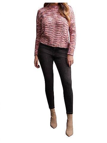 Tribal Long Sleeve Mock Neck Sweater in Azalea (view 2)