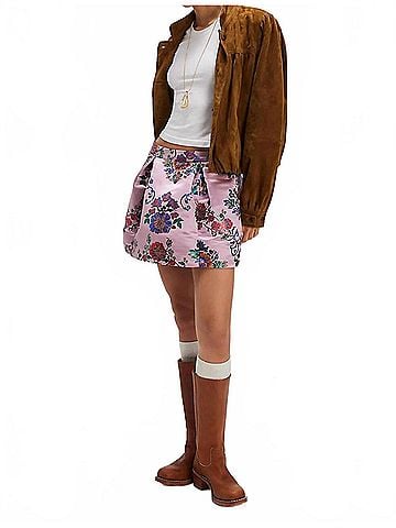 Free People Benjamine Mini Skirt in Pink Combo (view 2)