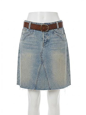 Free People Suzy Denim Midi Skirt in Sun Ston Blu (view 1)