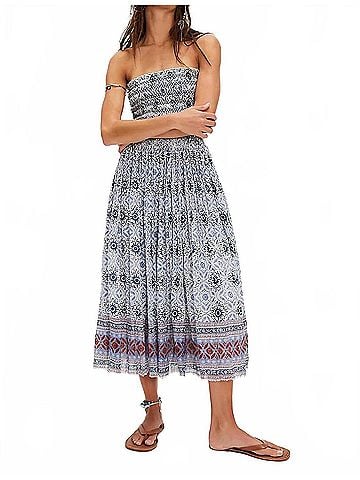 Free People Ravenna Printed Maxi Skirt in Bluebird (view 2)