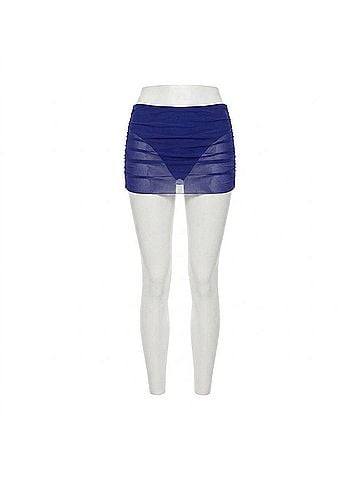 Steve Madden Ruched Mesh Skirt in Midnight (view 1)