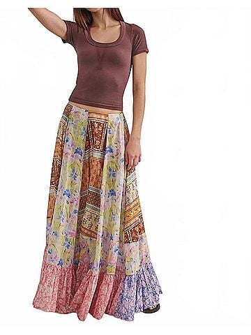 Free People Santa Eulalia Printed Maxi Skirt in Multi Print Combo (view 2)
