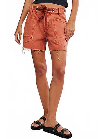 Free People Moxie Relaxed Fit Shorts in Sunset (view 2)