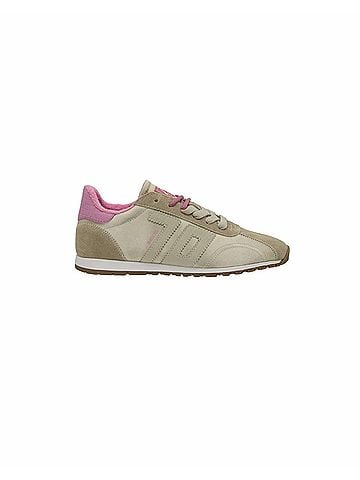 Back 70 Women's Asian Sneakers in Beige And Pink Satin (view 1)
