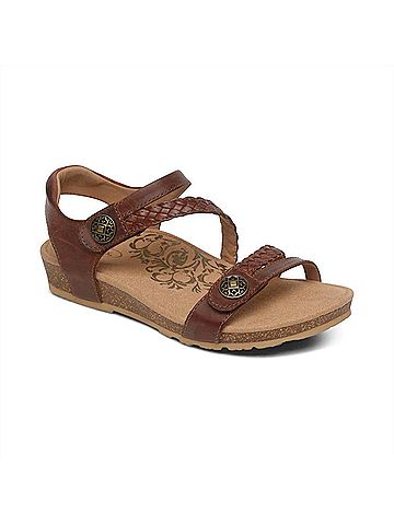 Aetrex Women's Jillian Braided Quarter Strap Sandal in Walnut (view 2)