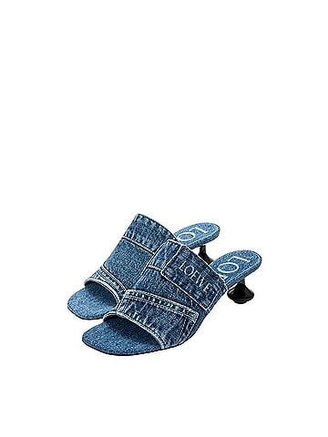 Loewe Women's Toy Panta Slides in Washed Denim (view 2)