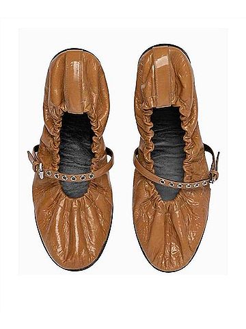 Pierre Hardy Women's Margot Patent Leather Flat in Tan (view 2)