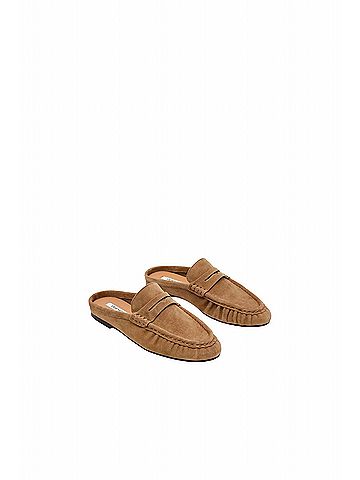 Steve Madden Women's Rafe Round Toe Loafer Mule in Taupe Suede (view 2)