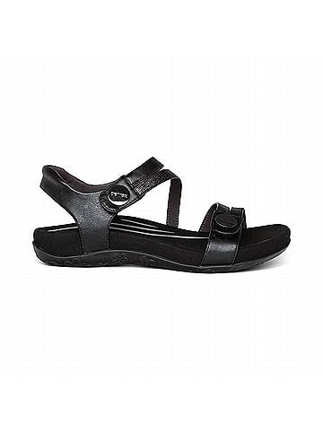 Aetrex Women's Jess Quarter Strap Sandal in Black (view 1)
