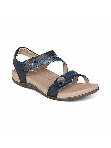 Aetrex Women's Jess Quarter Strap Sandal in Navy (view 2)