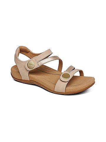 Aetrex Women's Jess Quarter Strap Sandal in Tan (view 1)