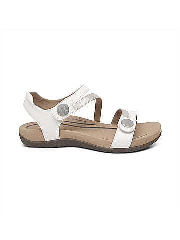 Aetrex Women's Jess Adjustable Quarter Strap Sandal in White (view 1)