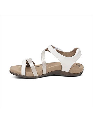 Aetrex Women's Jess Adjustable Quarter Strap Sandal in White (view 2)