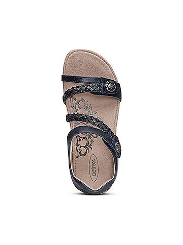 Aetrex Women's Jillian Braided Quarter Strap Sandal in Navy (view 2)