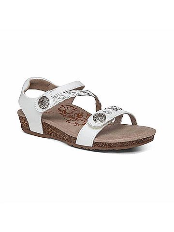 Aetrex Women's Jillian Braided Quarter Strap Sandal in White (view 2)