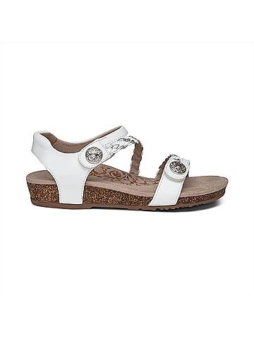 Aetrex Women's Jillian Braided Quarter Strap Sandal in White (view 1)
