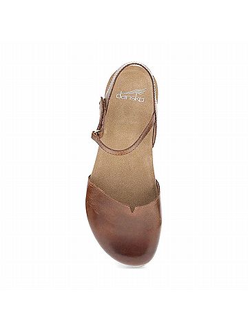 Dansko Women's Rowan Tan Waxy Burnished Sandal in Tan (view 2)