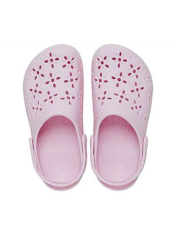 Crocs Women's Classic Floral Cut Out Clog in Pink Milk (view 2)