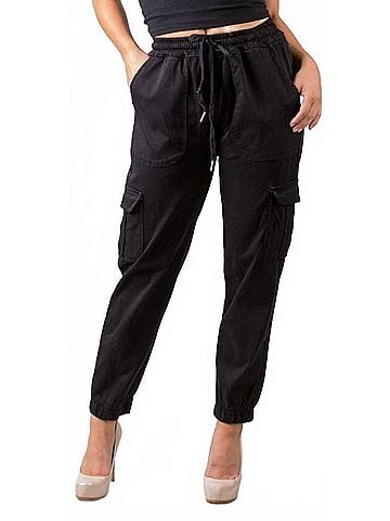 GiGi Moda Cargo Jogger Pants in Black (view 2)