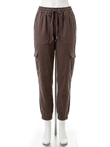 GiGi Moda Cargo Jogger Pants in Chocolate (view 1)