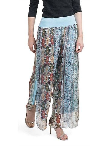 GiGi Moda Jasmin Geometric Flower Slit Pant in Baby Blue (view 2)
