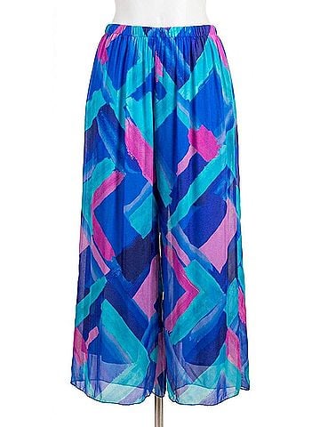GiGi Moda Angelo Brushstroke Silk Pants in Royal Blue (view 1)