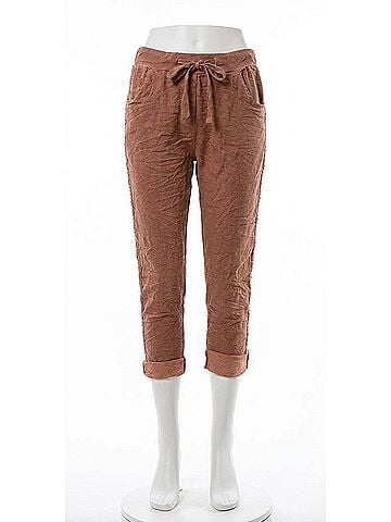 GiGi Moda Caterina Cotton Slim Pants in Rust (view 1)