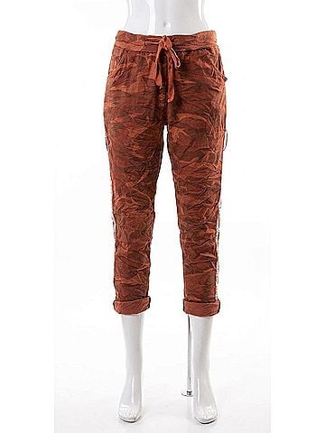 GiGi Moda Caterina Camo Slim Pants in Rust (view 1)