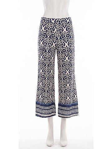 GiGi Moda Elia Baroque Wide Leg Pants in Navy (view 1)