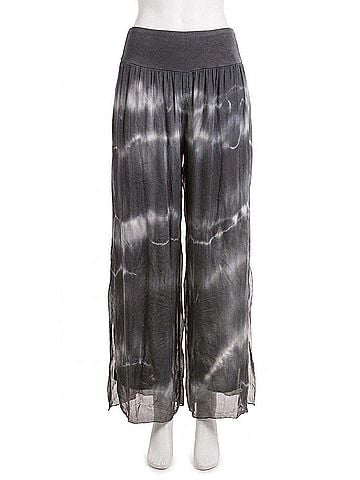 GiGi Moda Jasmin Tie-Dye Slit Wide Leg Pant in Charcoal (view 1)