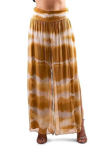 GiGi Moda Jasmin Tie-Dye Slit Wide Leg Pants in Mustard (view 2)