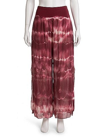 GiGi Moda Jasmin Tie-Dye Slit Wide Leg Pants in Burgundy (view 1)