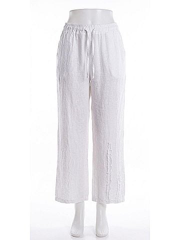 GiGi Moda Palermo Linen Straight Pants in White (view 1)