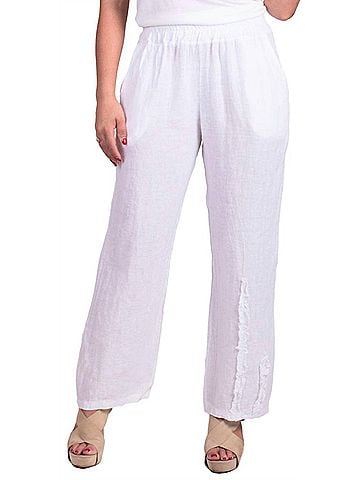 GiGi Moda Palermo Linen Straight Pants in White (view 2)