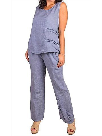 GiGi Moda Palermo Linen Pull-On Pants in Blue (view 2)
